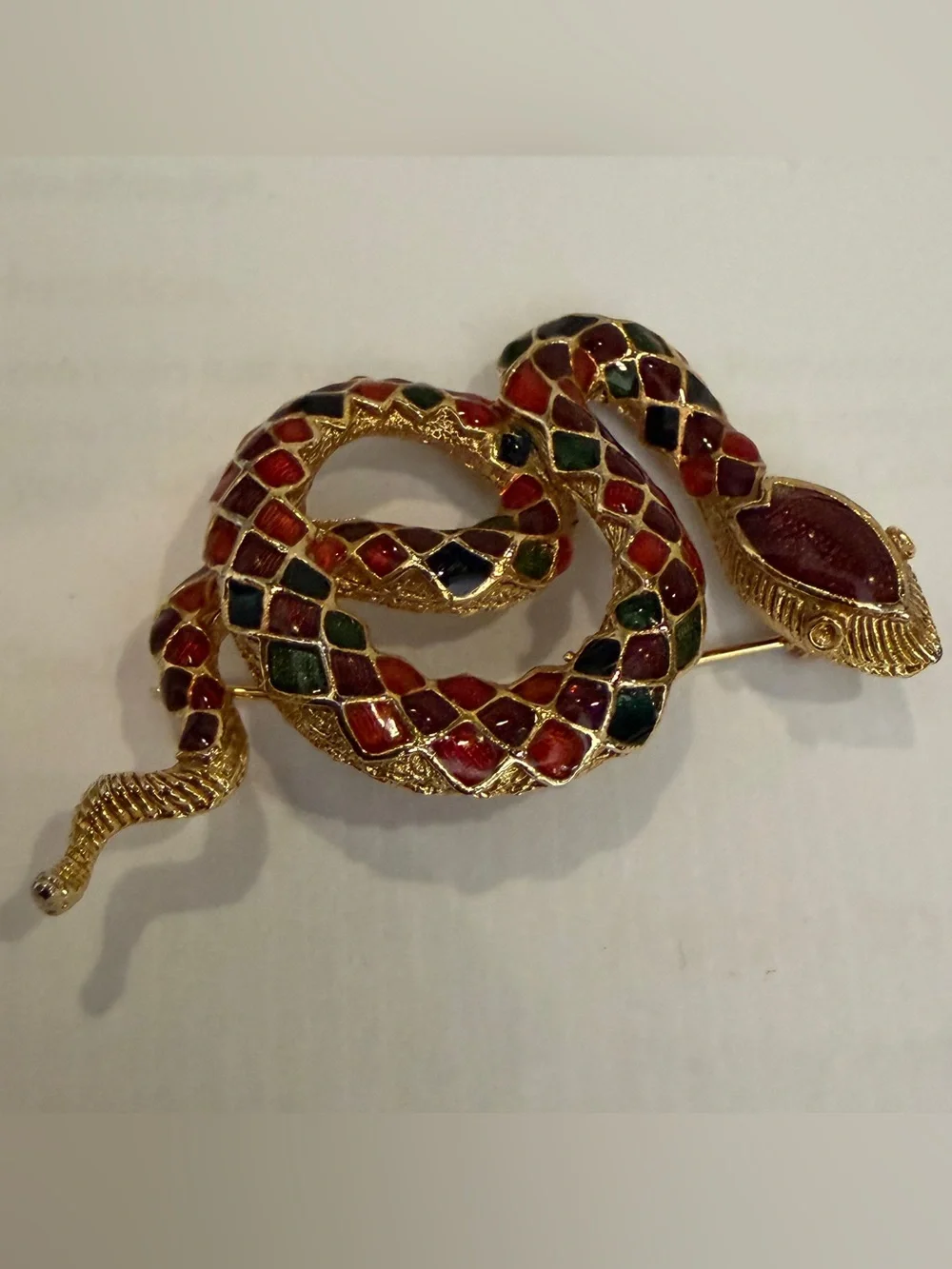 Vintage Forenza Gold Tone Snake Broach